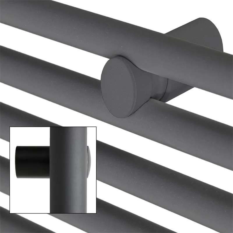 Badkamerradiator Elektrisch met verwarmingselement 300W 400x800 mm Antraciet gebogen met zijaansluiting