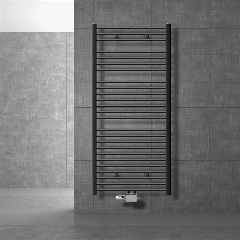 Badkamerradiator Sahara 750x1500 mm antraciet gebogen met middenaansluiting en universele aansluitset