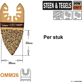 CMT OMM26-x1 Grit rasp Steen en Tegels 35 mm 1 Stuk