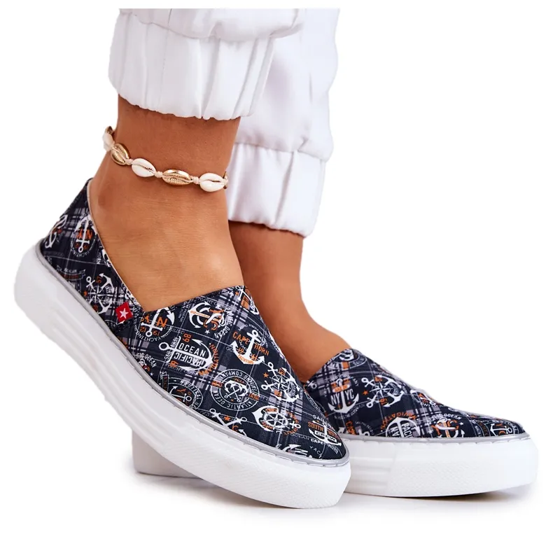 Damessneakers Slip On Memory Foam Big Star JJ276012 Zwart veelkleurig