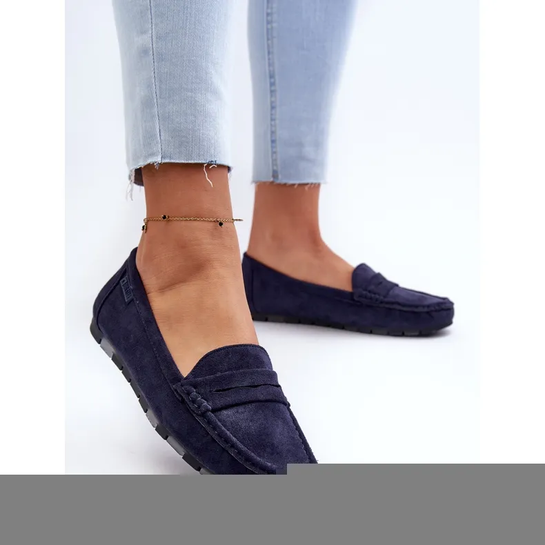 Eco-suède mocassins voor dames Big Star NN274931 Memory Foam-systeem marineblauw