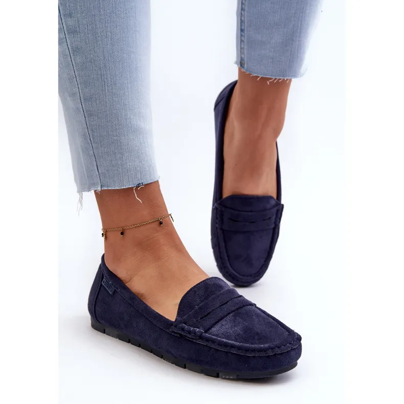 Eco-suède mocassins voor dames Big Star NN274931 Memory Foam-systeem marineblauw