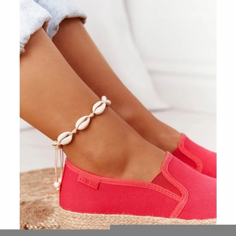 Espadrilles op een gevlochten platform Big Star FF274149 Rood