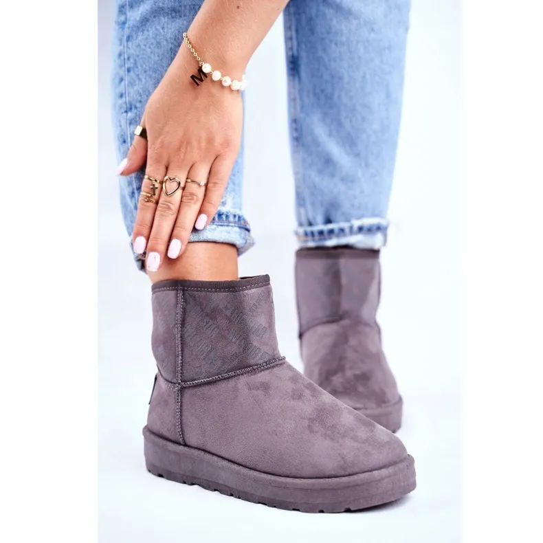 Grijze warme snowboots voor dames Big Star GG274558 grijs