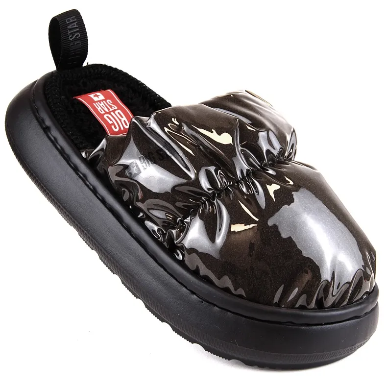 Huispantoffels geïsoleerd gelakt metallic zwart Big Star MM274130