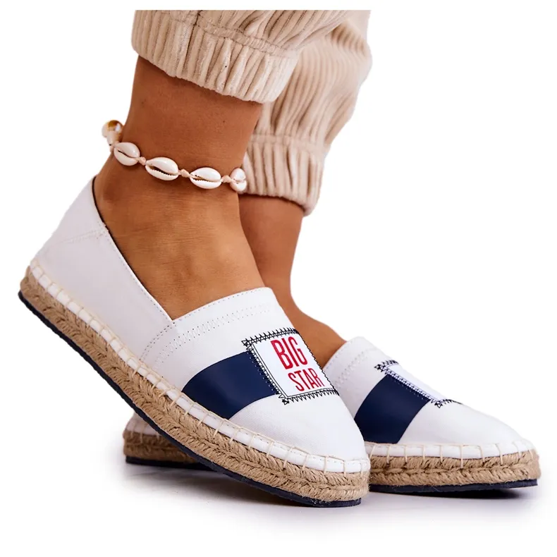 Instap-espadrilles voor dames Big Star JJ274964 wit en marineblauw