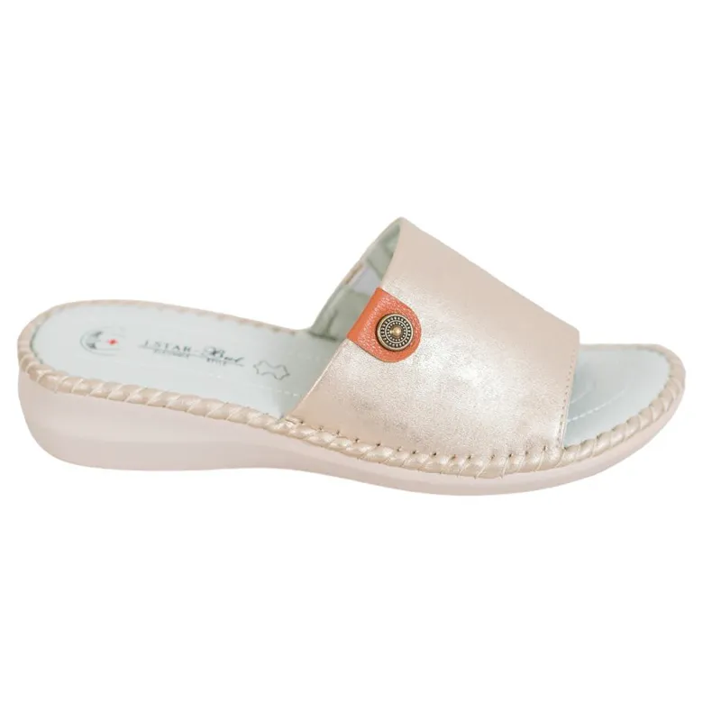 J. Star Casual eco-leren pantoffels gouden