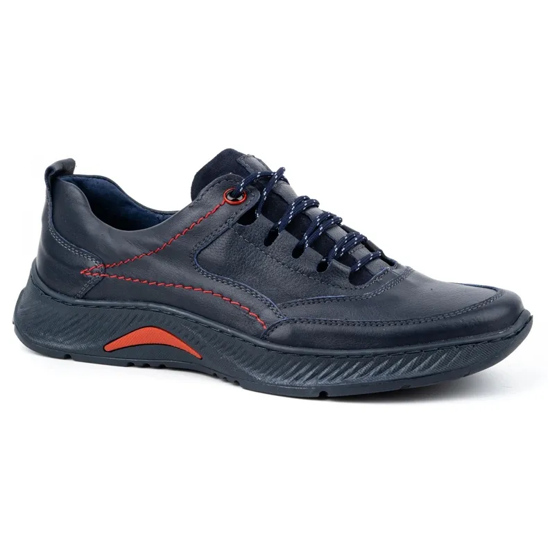 KOMODO Leren herenschoenen Sport 922K marineblauw gezicht
