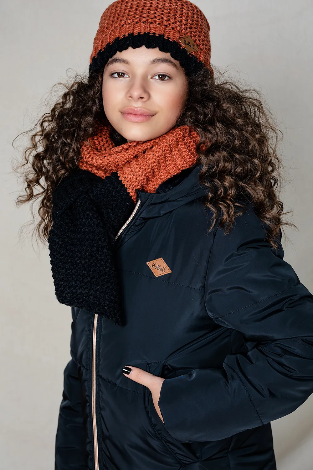 Nobell' - Rai Knitted Set: Scarf And Hat - Star Anise