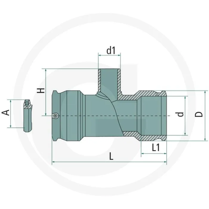 Plasson plasson t-stuk 90° met verloop 90mm diameter