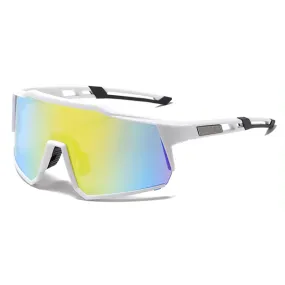 Sport Zonnebril - Fietsbril - Wit Frame - Gouden Lens