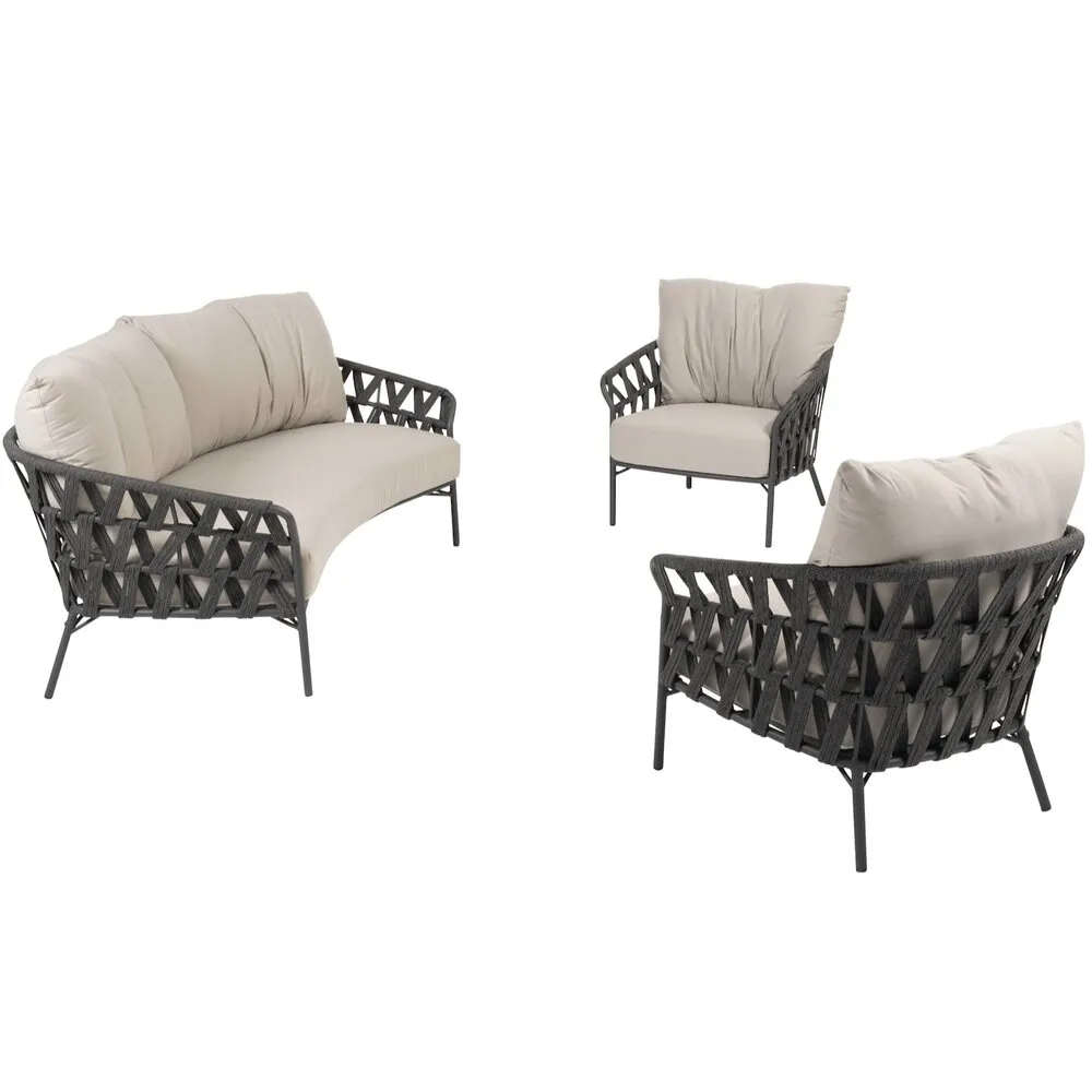 Taste 4SO Albareto stoel bank organische loungeset 3 delig antraciet rope Taste 4SO