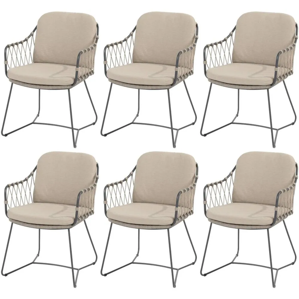 Taste 4SO Prego dining tuinstoel rope antraciet taupe Taste 4SO set van 6