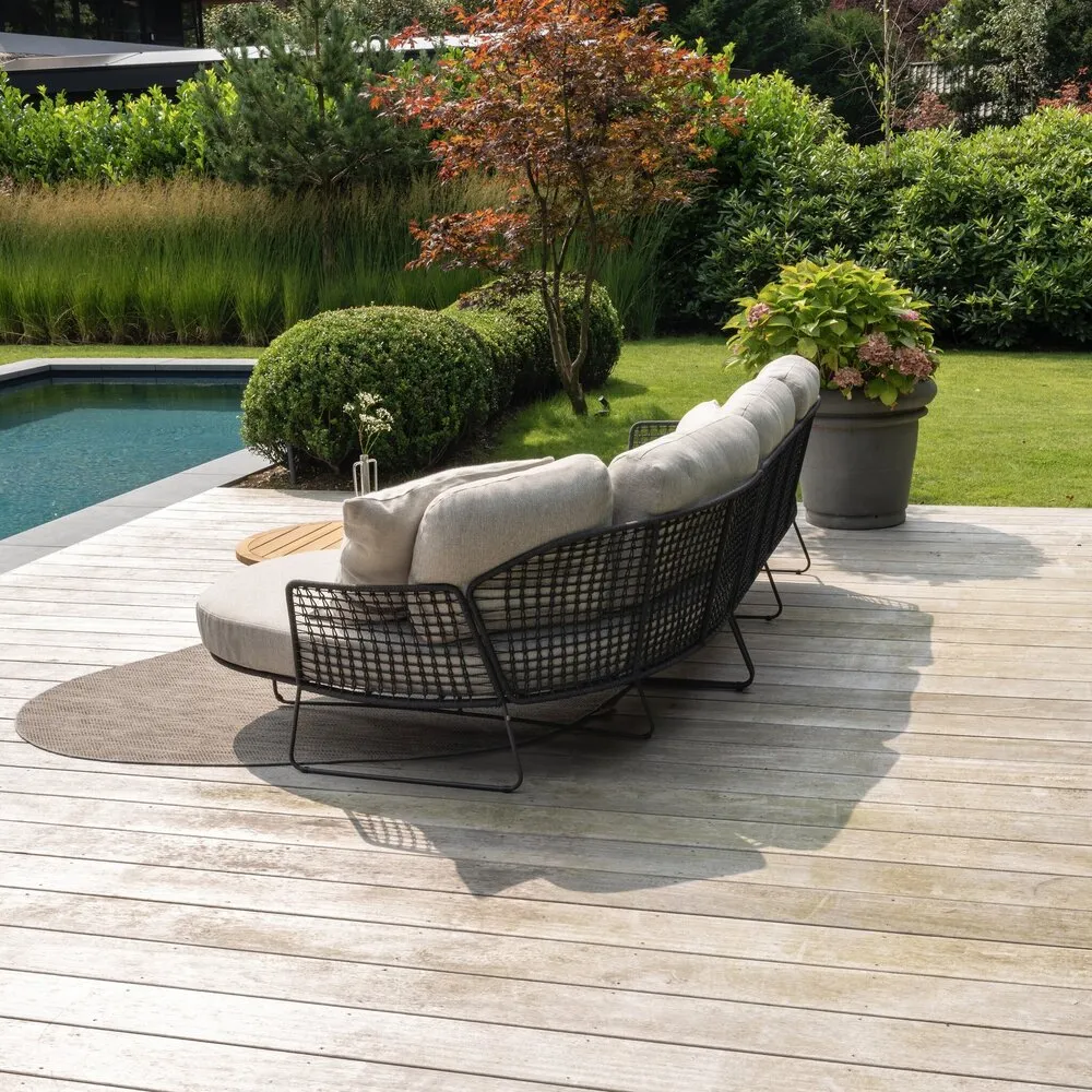 Taste 4SO Rhodos chaise longue loungeset 3 delig antraciet rop Taste 4SO