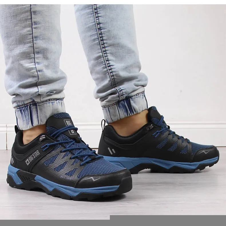 Zwarte en blauwe Trekking-sportschoenen voor heren Big Star KK174106